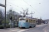 Spårvagn M28 764 på Stampgatan i maj 1971.