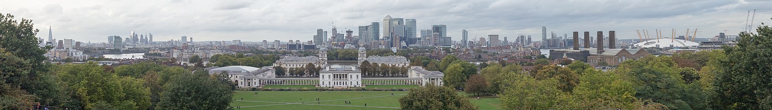 Panoramic view from Royal Observatory, Greenwich north-west (2017)