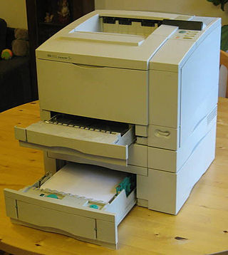 <span class="mw-page-title-main">Printer (computing)</span> Computer peripheral that prints text or graphics