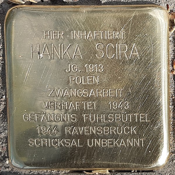 File:Hanka Scira - Suhrenkamp 98 (Hamburg-Ohlsdorf).Stolperstein.nnw.jpg