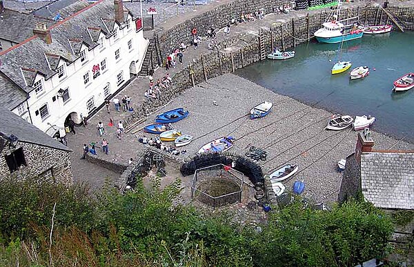 The tiny harbor at the village of Clovelly, Devon, England