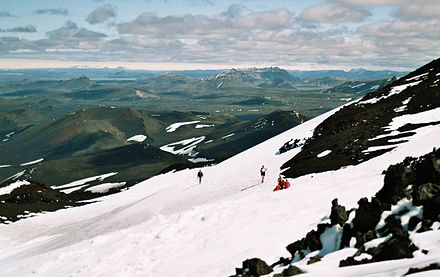 Slopes of Hekla and surrounding landscape.