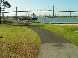 Hobsons Bay Coastal Trail looking towards the West Gate Bridge Hobsons Bay Coastal Trail 1.JPG