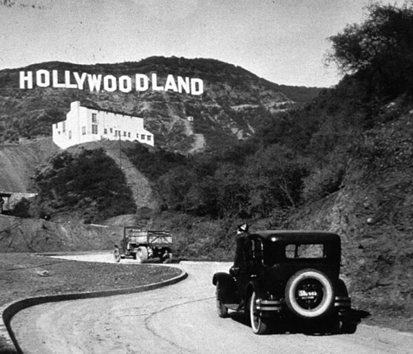 The original sign, reading "Hollywoodland".