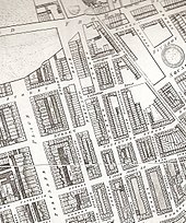 Great Portland Street (then Portland Road) in Horwood's London 1792-9 Horwood Great Portland Street circa 1793.jpg