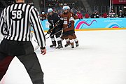 English: Bronze medal match of the Boys' 3x3 mixed Ice hockey tournament at the 2020 Winter Youth Olympics in Lausanne. Deutsch: Spiel um den dritten Platz des 3x3-Mixed-Eishockeyturniers der Jungen bei den Olympischen Winter-Jugendspielen 2020 in Lausanne.