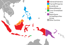 The Maritime Continent includes the islands, peninsulas and shallow seas of Southeast Asia InsulindiaMap.png