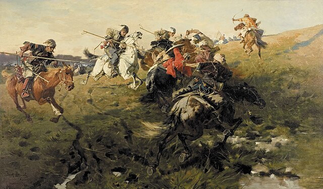 Tatars fighting Zaporozhian Cossacks, by Józef Brandt