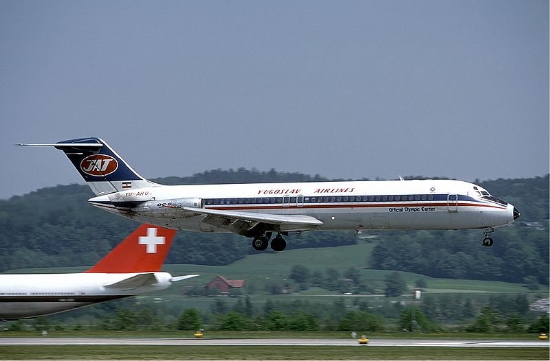 File:JAT Douglas DC-9 at Zurich Airport in May 1985 version2.jpg