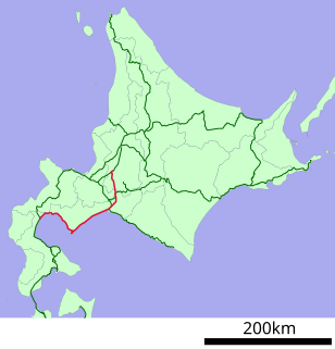 Muroran Main Line railway line in Hokkaido, Japan