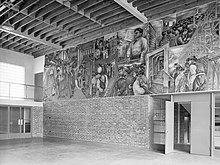 Shahn's untitled fresco for the Jersey Homesteads in May 1938, shortly after it was completed