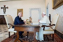 President Biden with Pope Francis Joe Biden met with Pope Francis again at the Vatican - 2021.jpg