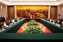 China's top diplomat Wang Yi met with United States Special Presidential Envoy for Climate John Kerry in Beijing on 18 July 2023 John Kerry met with Wang Yi in Beijing 2023 (2).jpg