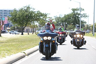 Kyle Petty leads bikers during 2016 motorcycle trek. KAN 4108-X2.jpg