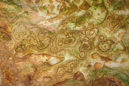 Stalactites worn down by erosion Bear's Cave Sonnenbühl Germany