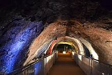 Khewra Salt Mine in the Jhelum District. Khewra Salt Mine - Crystal Deposits on the mine walls.jpg