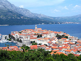 Zicht op Korčula-stad