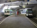Compositions prêtes à partir en gare de Lausanne-Flon.
