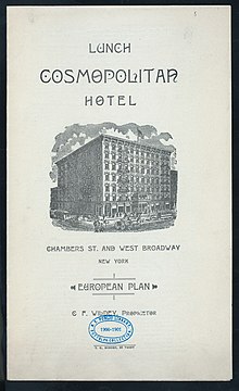 Lunch menu, 1901 LUNCH MENU (held by) COSMOPOLITAN HOTEL (at) "NEW YORK, NY" (HOTEL;) (NYPL Hades-276097-471161).jpg