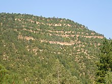 Pennsylvanian limestone of the La Pasada Formation in the Sangre de Cristo Mountains La pasada formation daltons bluff.jpg