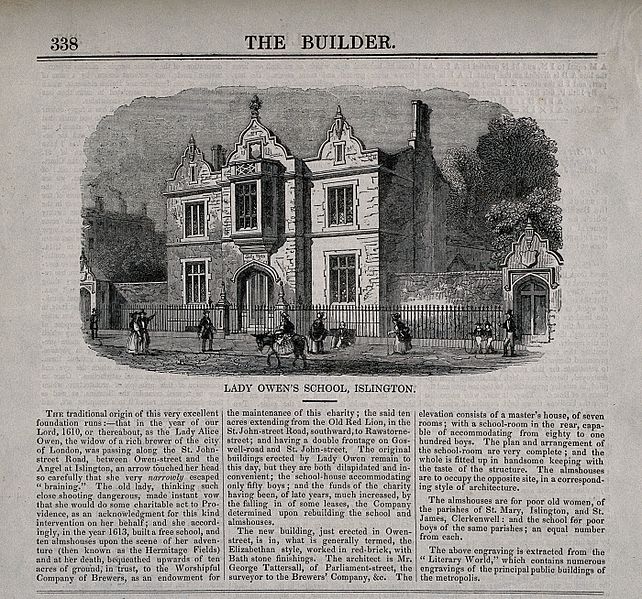 File:Lady Owen's School, Islington. Wood engraving, 1840. Wellcome V0013551.jpg