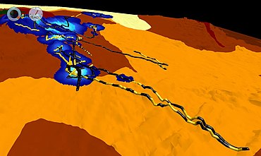 Visualization of fused data sets for rock lobster tracks in the Tasman Sea. Image generated using Eonfusion software by Myriax Pty. Ltd. Lobster movement3.jpg