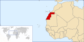 Amplasarea Saharei Occidentale (roșu) în Africa Occidentală