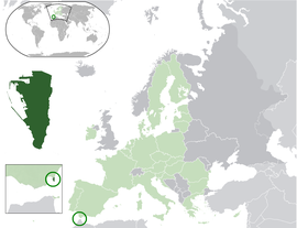 Европ (бараан саарал), Европын холбоог (бүдэг ногоон) тодотгосон зураг дахь Гибралтарын (ногоон) байршил