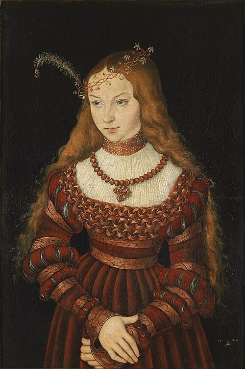 Sibylle of Cleves at the time of her betrothal to Electoral Prince John Frederick, by Lucas Cranach the Elder, 1526.