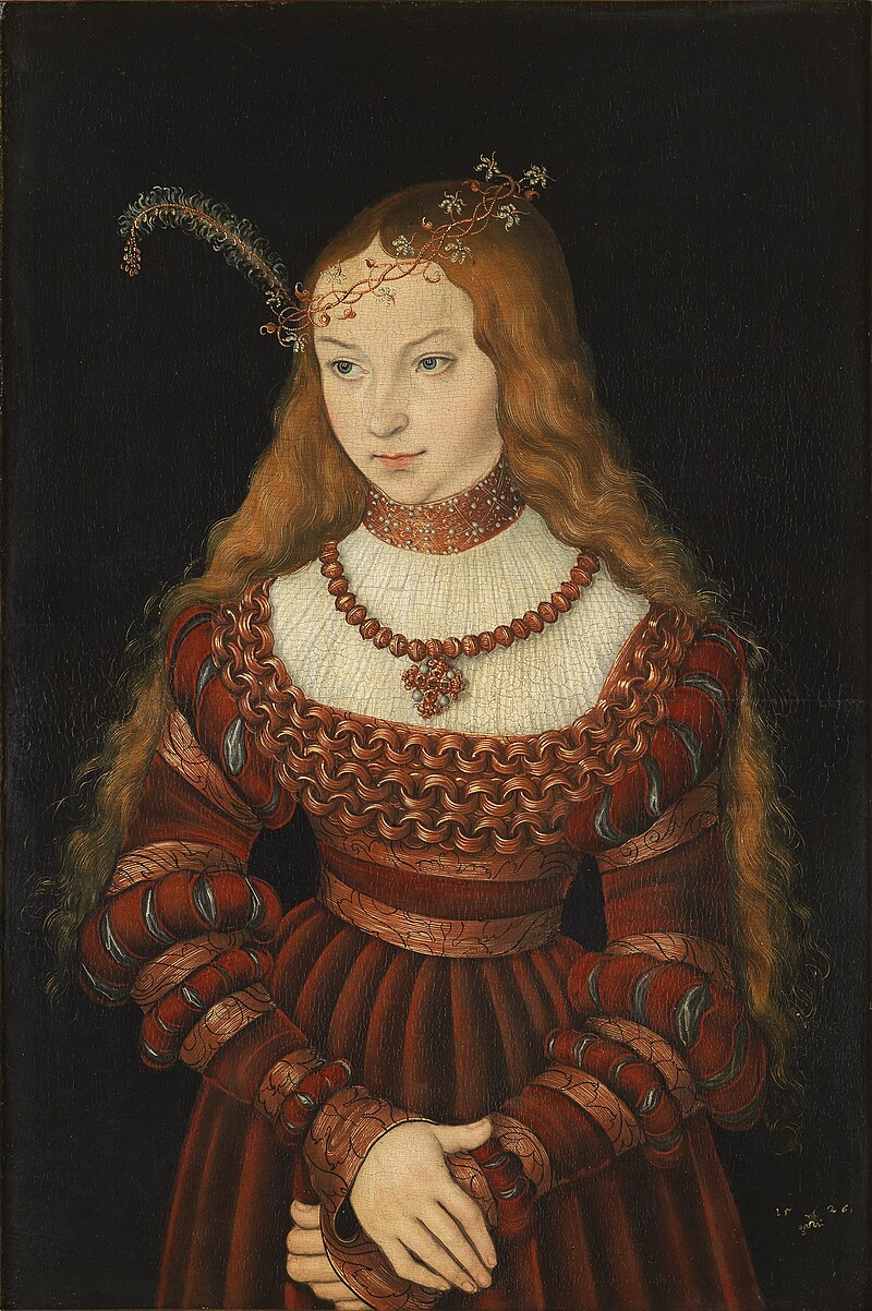 Lucas Cranach d.Ä. - Bildnis der Prinzessin Sibylle von Cleve (1526, Klassik Stiftung Weimar).jpg