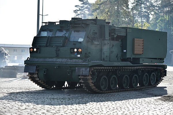 An M270 assigned to the 41st Field Artillery Brigade.