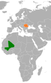 Location map for Mali and Romania.