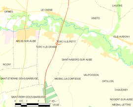 Mapa obce Torcy-le-Petit