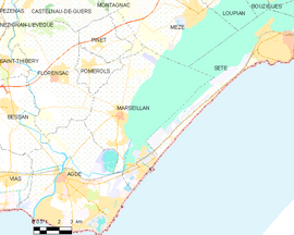 Mapa obce Marseillan