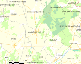 Mapa obce La Ville-aux-Clercs