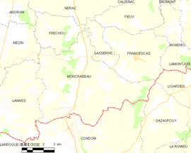 Mapa obce Moncrabeau