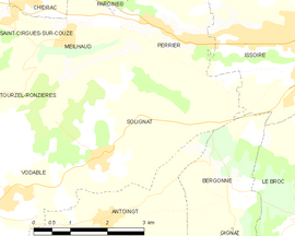 Mapa obce Solignat