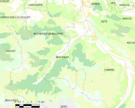 Mapa obce Beaudéan
