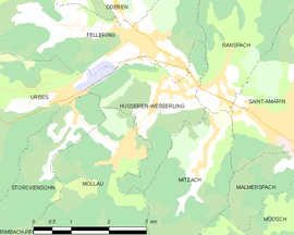 Mapa obce Husseren-Wesserling
