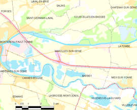 Mapa obce Marolles-sur-Seine