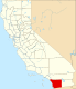 Harta statului California indicând comitatul San Diego