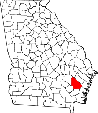 ウェイン郡の位置を示したジョージア州の地図