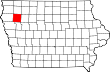 Harta statului Iowa indicând comitatul Cherokee