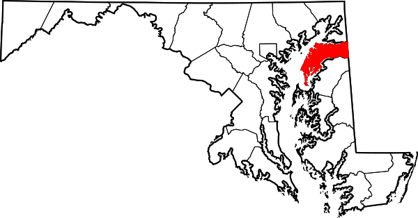 Location of Kent County in Maryland