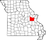 Harta statului Missouri indicând comitatul Franklin