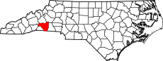 Map of North Carolina highlighting Rutherford County.svg