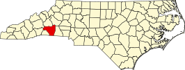 Locatie van Rutherford County in North Carolina