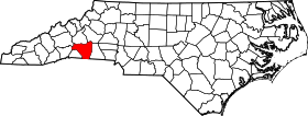 Map of North Carolina highlighting Rutherford County.svg