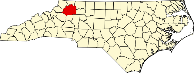 Map of North Carolina highlighting Wilkes County