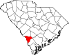 Mapa del estado que destaca el condado de Allendale